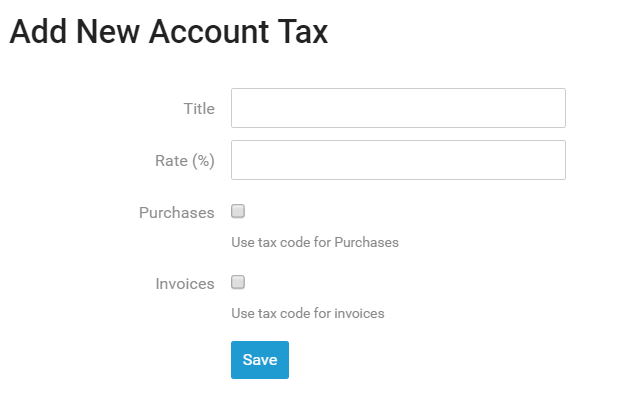 Add New Account Tax