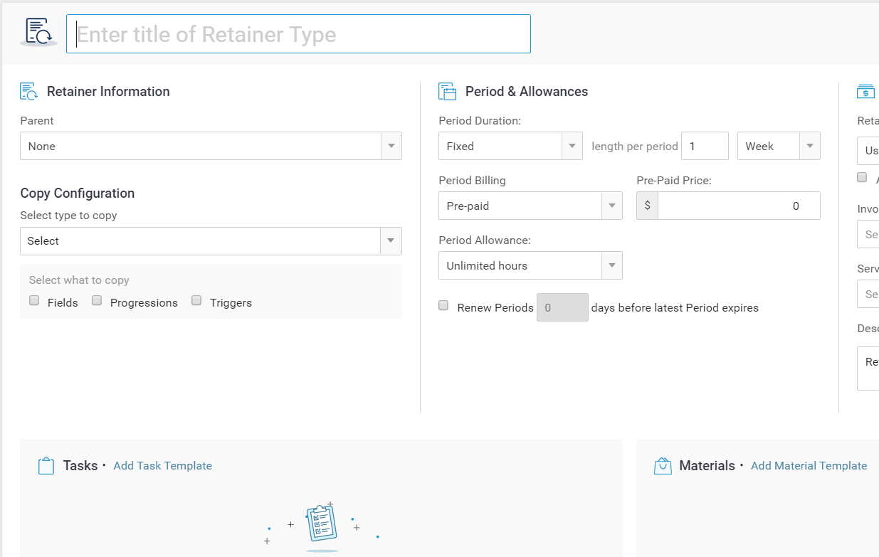 Accelo's unlimited Retainer template for project management