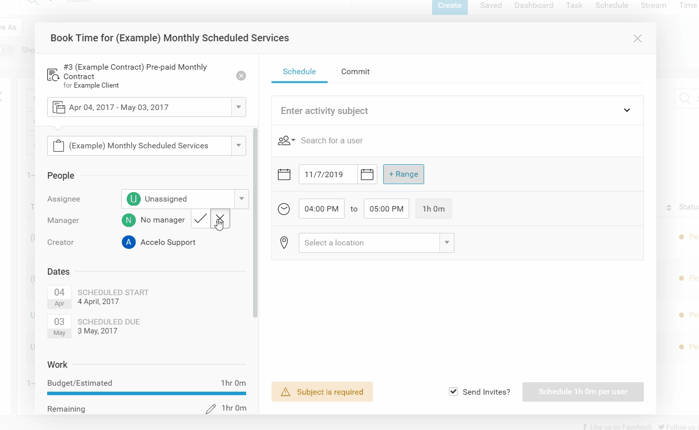 Accelo's project collaboration feature for assigning and splitting tasks