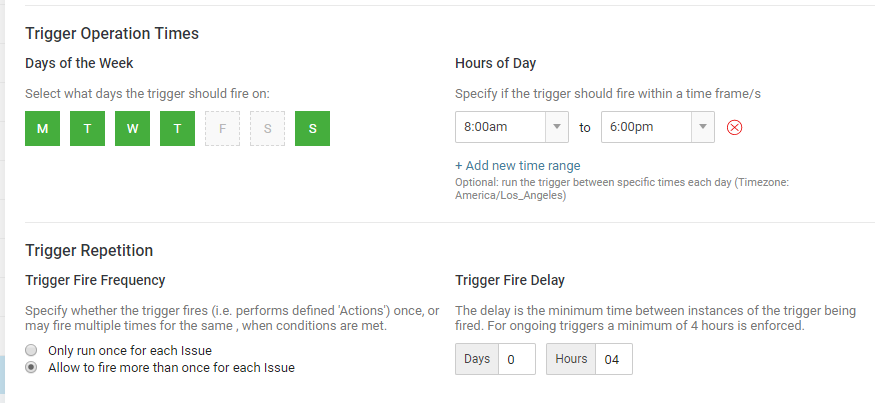 Accelo’s Event-based trigger operation times dashboard