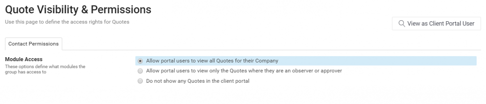 Client Portal Quote Permissions