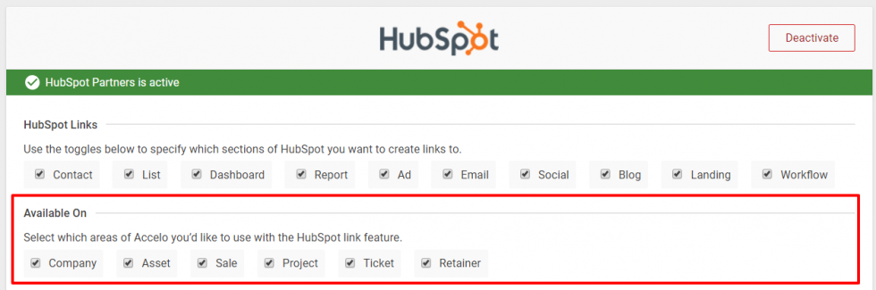 hubspot available on