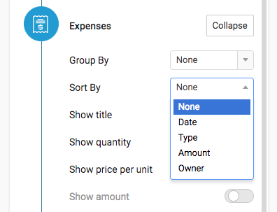 expense group sort